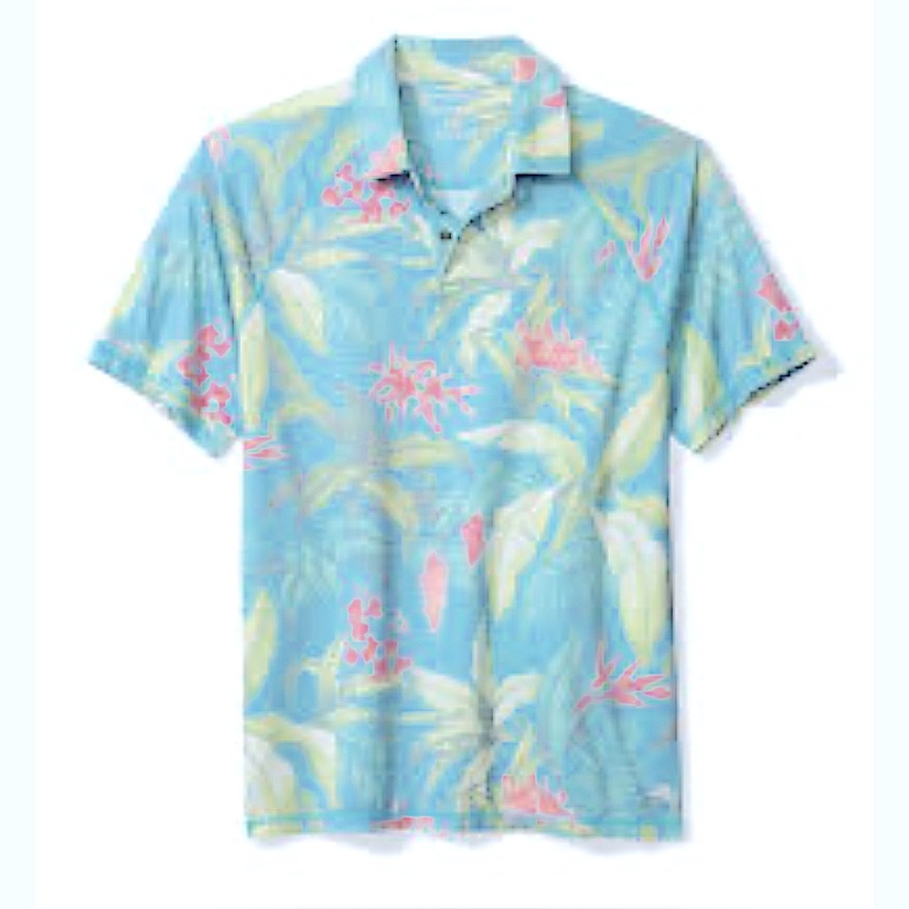 Tommy Bahama Lush Hour Polo Shirt 3XLT Tall Floral Golf Travel Wicking Preppy